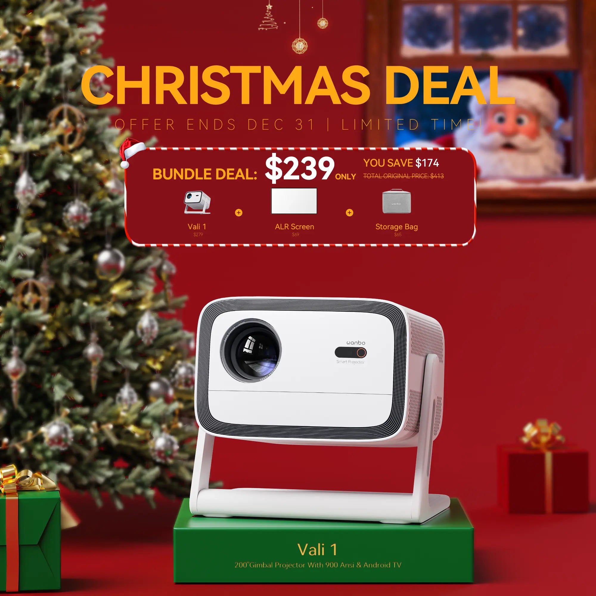 Wanbo Vali 1 200° Gimbal Portable Smart Projector | 900 ANSI | Android TV Product vendor