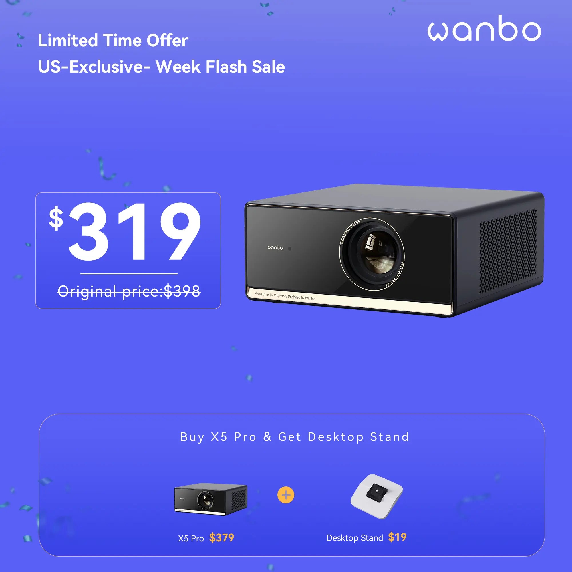 Wanbo US Exclusive X5 Pro + Stand $319 | TaxFree, Free Ship, 50 Units Left Product vendor