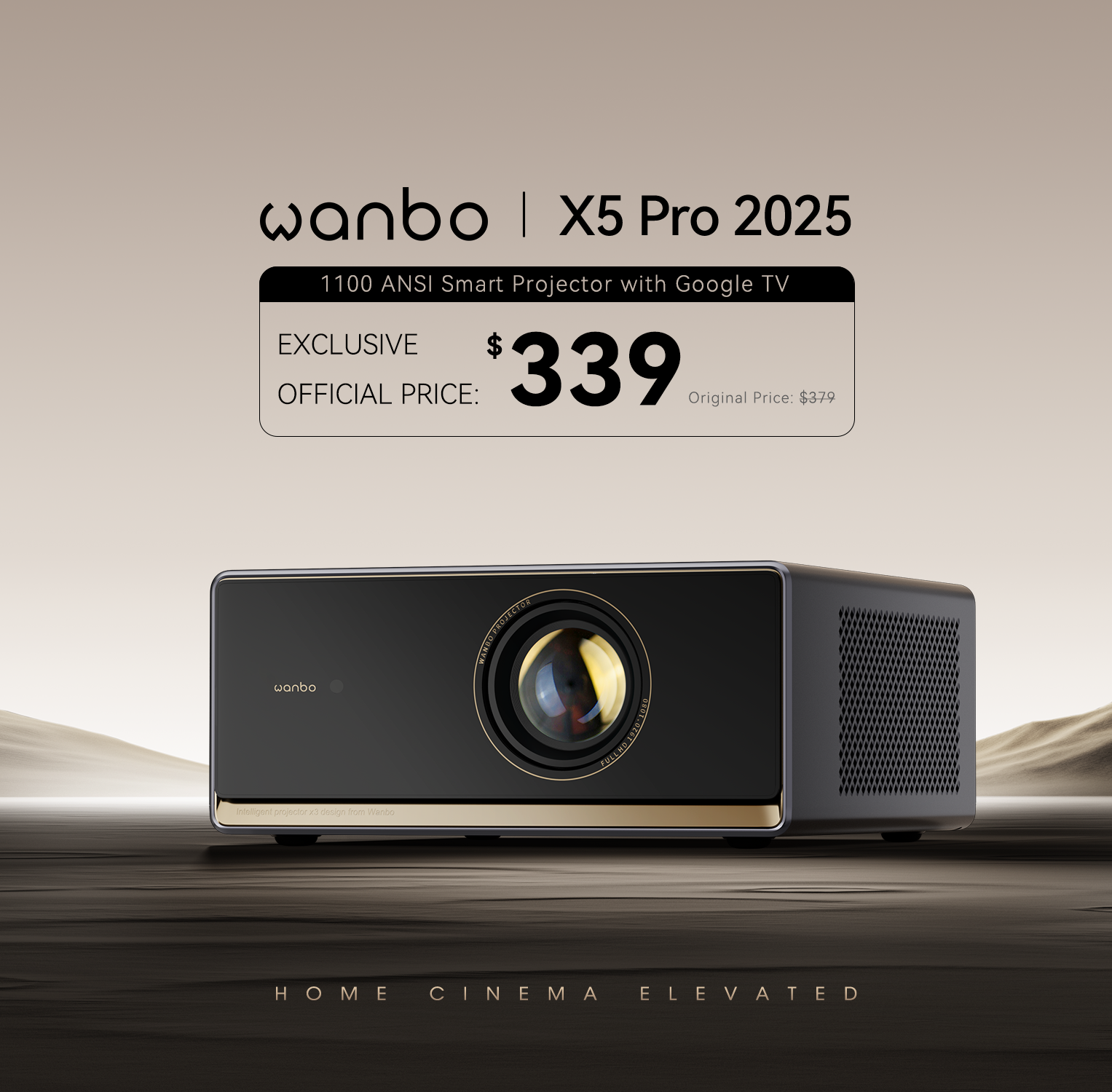 Wanbo X5 Pro 2025 Smart Projector - 1100 ANSI Lumens with Google TV | Official Price $339 (Originally $379)
