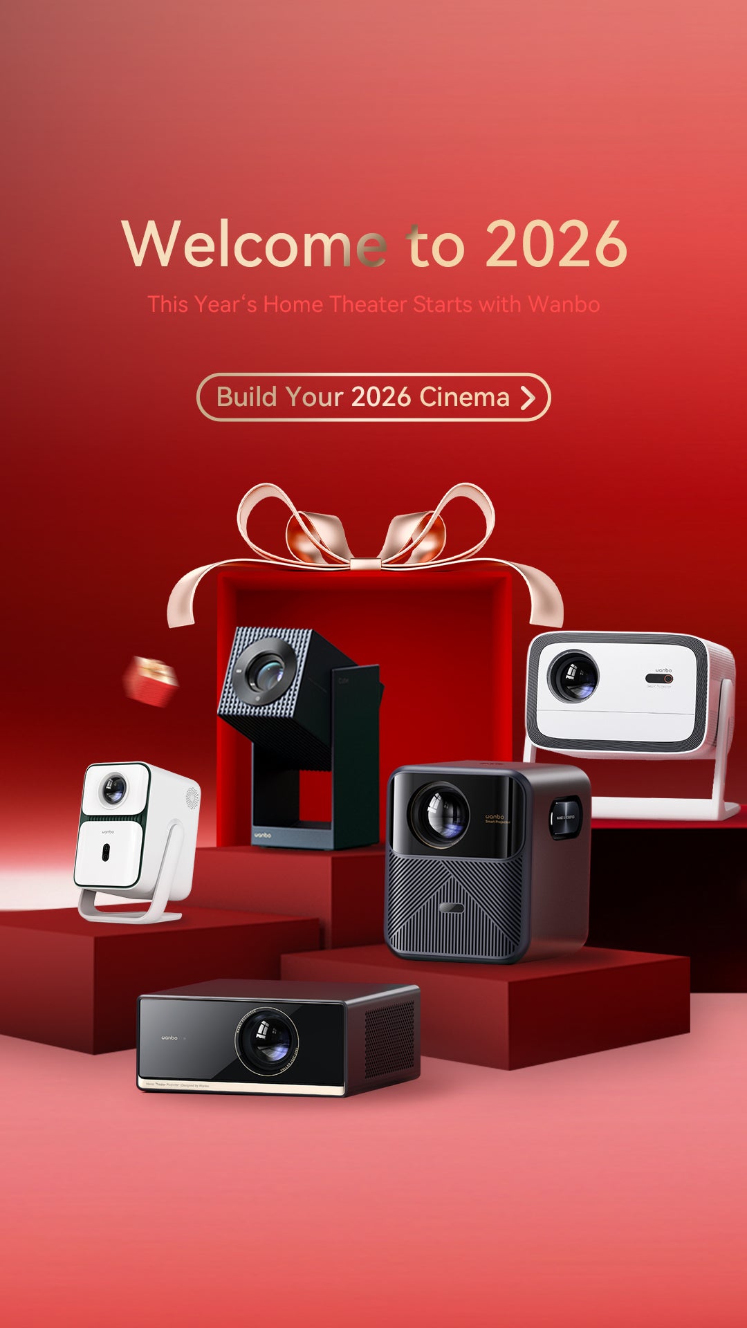 Wanbo Projector New Year 2026 Banner – Start Your Home Theater Journey