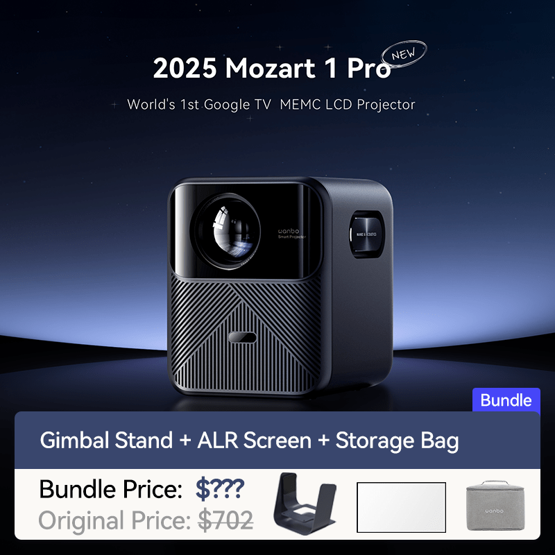 Wanbo Wanbo 2025 Mozart 1 Pro New | World's 1st Google TV MEMC Projector | 1200ANSI | 4K Support | HDR10