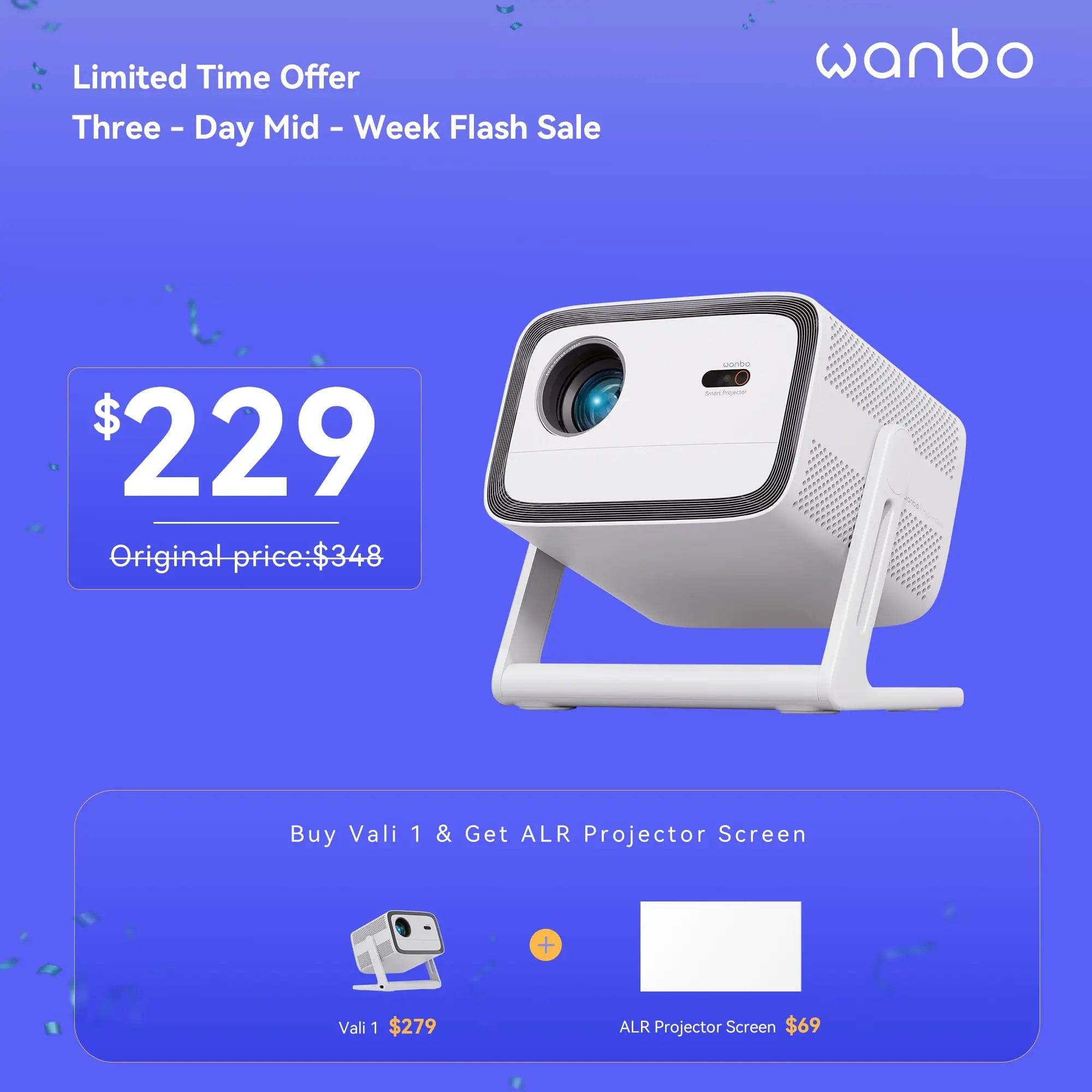Wanbo Week Flash Sale-Wanbo Vali 1 200° Gimbal Portable Smart Projector | 900 ANSI | Android TV